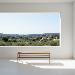 Mesa de Escritorio Rectangular de Madera Maciza Itsuki, Moderna, Minimalista, Duradera y Fácil de Limpiar, para Sala de Estar, con Panel - Product Image 6