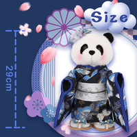 ZAVES 30CM Peluche Panda Réaliste Géante, Poupée Personnalisée, Kimono Japonais, Pose Debout, Rose