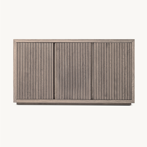 Sassanid OEM classico rustico rovere carattere lusso soggiorno Julien tripla porta credenza - Product Image 2