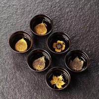 Tasses à thé en céramique noire émaillée à feuille d'or pour la dégustation du thé Kung Fu, petits bols à thé, tasses à thé pour la réception à domicile, emballées dans un coffret cadeau