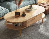 Ensemble de table basse ovale en bois massif pour salon, meuble TV mobile, motif en marbre, verre ou dalle de roche pour petit appartement