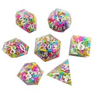 Ensemble de 7 pièces en polyèdre, couleur claire, élément donut, dés, décideurs, <span class=keywords><strong>jeu</strong></span> d'équipe, <span class=keywords><strong>jeu</strong></span> de dés, <span class=keywords><strong>jeu</strong></span> de dés en résine dnd - Product Image 1
