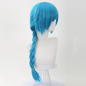 Perruque synthétique résistante à la chaleur pour cosplay de <span class=keywords><strong>League</strong></span> <span class=keywords><strong>of</strong></span> Legends LOL Arcane, <span class=keywords><strong>Jinx</strong></span> jeune, bleue, 55 cm de long, pour fête - Product Image 3