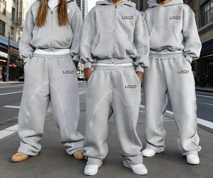 Conjunto de Moletom Oversized com Logo Personalizado, Moletom Casual Masculino em French Terry, Calças Flare Largas e Hoodie - Product Image 1