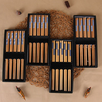 Lebensmittelechtes Zertifiziertes Geschirr 5 Paar Geschenkset Natürliche Wiederverwendbare Japanische Holzstäbchen Umweltfreundliche Rutschfeste Utensilien