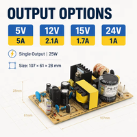 Alimentation industrielle à découpage à cadre ouvert 25W à double sortie 110V 220V AC 5V 12V 15V 24V DC, alimentation industrielle simple