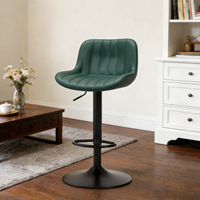 Tabouret de bar en cuir de style européen haut de gamme, avec dossier pivotant et structure métallique ; usage commercial ; tabouret haut