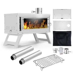 Poêle à <span class=keywords><strong>bois</strong></span> pliable multi-tailles pour le camping, poêle à <span class=keywords><strong>bois</strong></span> portable pour le camping en plein air, poêle à <span class=keywords><strong>bois</strong></span> pour tente avec cheminée - Product Image 1
