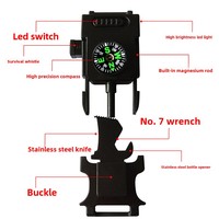 Bracelet de survie en paracorde avec lumière LED et couteau d'urgence - Bracelet en cuir tressé multifonctionnel, réglable pour le camping