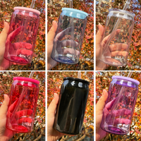 Entrepôt aux États-Unis Gelée transparente incassable 16oz 20oz Gobelets en plastique acrylique canette de soda avec couvercles pour vinyle UV DTF Personnalisation