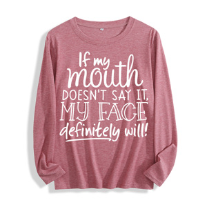 Tela suave "Si mi <span class=keywords><strong>boca</strong></span> no lo dice Mi cara citará el gráfico" <span class=keywords><strong>Camiseta</strong></span> <span class=keywords><strong>de</strong></span> manga larga Multi colores - Product Image 3