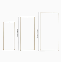 Lot de 3 Supports d'arche de mariage rectangulaires en fer doré, durables, H200cm, pour décorations de cérémonie et de fête