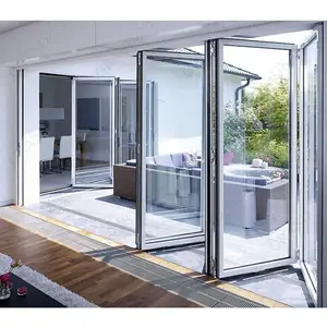 Puerta de acordeón plegable para Interior de la habitación, divisor de vidrio plegable de aluminio para Patio, balcón, Popular de Australia