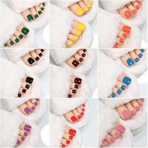 22 puntas de Gel de Color sólido envolturas de uñas pegatina cubierta completa pies pegatinas de uñas brillante sin necesidad de lámpara UV DIY manicura del dedo del pie - Product Image 6