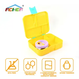 Aohea Boîte à lunch Bento AVEC bocal en acier inoxydable 304 Boîte à lunch thermique portable 4 compartiments Conteneurs étanches <span class=keywords><strong>pour</strong></span> enfants - Product Image 5