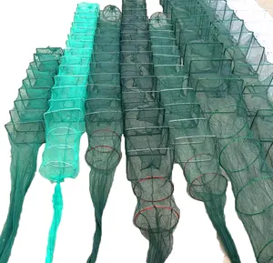 Produk berkualitas PE hijau jaring besar perangkap ikan kepiting Lobster untuk memancing 4m Naga Bubu