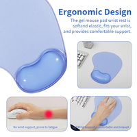 Tapis de souris en silicone transparent avec repose-poignets, pour jeux, bleu, petit tapis de clavier, résistant à l'eau et aux rayures