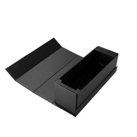 Boîte cadeau pliable en carton noir de luxe, fermeture magnétique, boîtes en verre à vin, emballage personnalisé