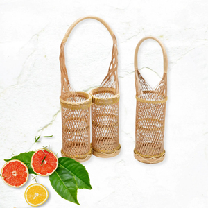 Porte-bouteille de vin en noix de coco tissé à la main du Vietnam, support naturel simple ou double pour bouteilles, panier d'emballage pour vin - Product Image 2
