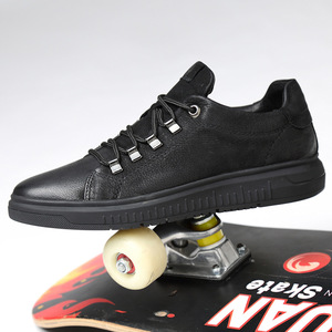 Custom OEM Genuine Leather <b>Sneakers</b> Men Big Size <b>Black</b> Casual Best Trendy Shoes Real Leather Skateboarding Shoes - Product Image 6