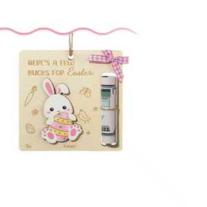 DAMAI Easter Wooden Money Holders <b>Square</b> Card Ornaments With Bunny Chick Carrot Egg Designs For Easter Gift Decor - Product Image 4