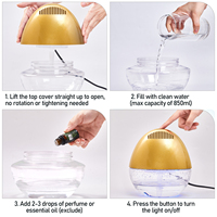 Purificateur d'air ultrasonique domestique avec diffuseur d'huiles essentielles, lumière 7 couleurs, brume silencieuse pour chambre à coucher, bureau, relaxation