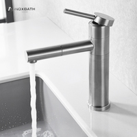 Robinet de lavabo monocommande moderne à montage sur haute cuvette en acier inoxydable SUS 304, avec débit contrôlé, finition céramique brossée