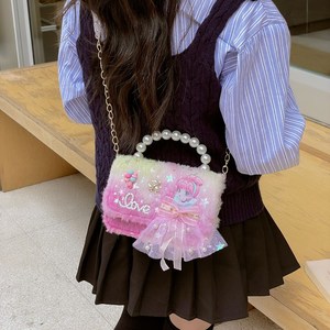 Borsa <span class=keywords><strong>a</strong></span> Tracolla alla Moda con Nuovo Fiocco in Pizzo Cartoon, Perla e Fiore, Graziosa <span class=keywords><strong>Borsetta</strong></span> per Bambini con Chiusura <span class=keywords><strong>a</strong></span> Coperchio - Product Image 5