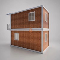 Maison modulaire en conteneurs à 2 étages, panneaux sandwich imitation bois, maison préfabriquée en conteneurs en kit pour villa ou bureau