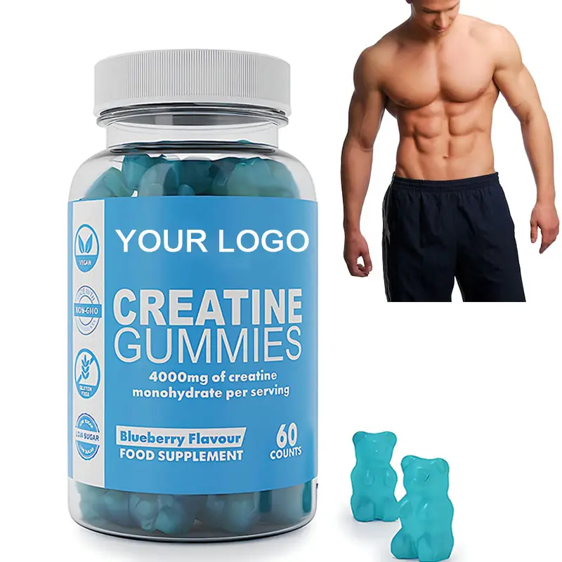 OEM निजी लेबल Creatine Monohydrate Gummies 4000mg प्राकृतिक Creatine Gummies पूर्व कसरत जिम पूरक