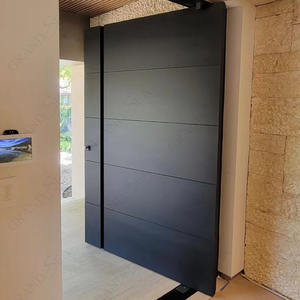 ประตูทางเข้าแบบ Pivot แข็งแรงทนทาน ป้องกันการโจรกรรม สไตล์อเมริกันสมัยใหม่ ทำจากไม้เนื้อแข็งและกระจก - Product Image 6