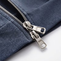 Hoodie Pria Resleting Dua Arah, Model Boxy Fit Tebal, Sweatshirt Resleting dengan Lapisan Kontras, Streetwear Minimalis, Atasan Oversize