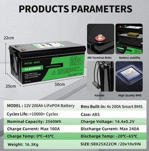 <span class=keywords><strong>PL</strong></span> UA库存无税12V 24v太阳能家用储能电池LiFePO4 100Ah 200Ah 300Ah逆变器锂离子电池组 - Product Image 6