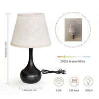 Lampe LED tactile à intensité variable en tissu de lin, forme gourde, beige, style moderne et minimaliste, exclusive transfrontalière, pour bureau, chambre et chevet