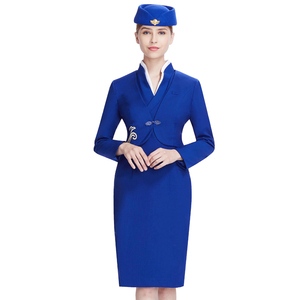 Bleu personnalisé minceur brodé <span class=keywords><strong>Emirates</strong></span> hôtesse de l'air pour les agents de bord fabricants marque de vêtements pour RC Airlines - Product Image 5