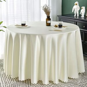 Printed White <b>Round</b> <b>Table</b> Cloth Custom Logo Satin Luxury <b>Tablecloth</b> Cover <b>for</b> Wedding - Product Image 6