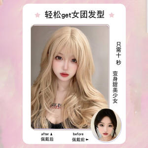 Peluca larga y rizada de marca nacional, rubia platino, fibra Kanekalon, 100% densidad, línea de cabello natural, peluca completa para mujer - Product Image 2