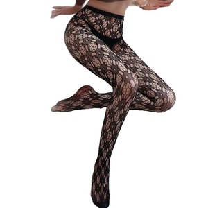 Thin Black Sheer <b>Fishnet</b> Pantyhose With Heart Pattern For Women Plus Size 20D Cotton Four Seasons Wear - Product Image 3