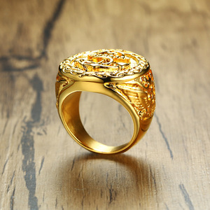 Anello di lusso Vintage in acciaio inox <span class=keywords><strong>oro</strong></span> per gli uomini Punk ancora anello di <span class=keywords><strong>nozze</strong></span> con sigillo per la festa di anniversario taglio gioielli accessori - Product Image 4