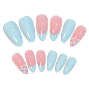 Faux ongles <span class=keywords><strong>à</strong></span> presser en gros, motifs <span class=keywords><strong>French</strong></span> Blue Wave, autocollants amovibles pour <span class=keywords><strong>manucure</strong></span>, en gros - Product Image 5