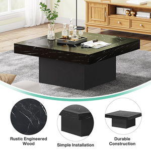 Table basse carrée LED convertible moderne et contemporaine pour salon et hôtel (<span class=keywords><strong>marbre</strong></span> artificiel <span class=keywords><strong>noir</strong></span>) - Product Image 2