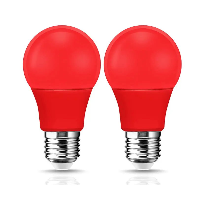 Lampu LED A19 Setara 60 Watt, Merah, Tidak Dapat Diredupkan, E26 E27