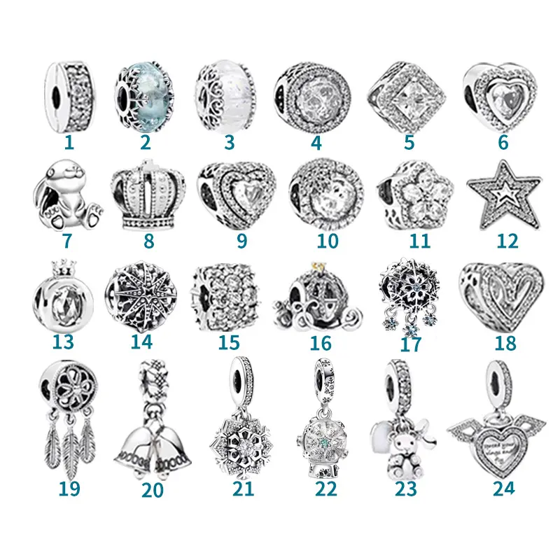 Wholesale high quality original bracelet 925 Sterling silver Charm inlaid zircon beads and pendant DIY Fashion Jewelry