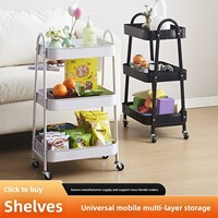 Chariot à roulettes amovible en acier au carbone en forme de A à 3 niveaux, étagère de rangement portable multifonction pour salon, cuisine, salle de bain