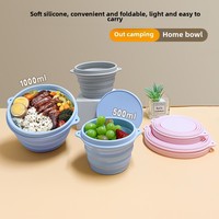 Vaisselle pliable en Silicone Portable 1000ml Design moderne de qualité alimentaire voyage en plein air cuisine bol rétractable Logo personnalisable
