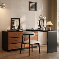 Table de maquillage d'angle en bois style antique avec miroir LED pour chambre à coucher, organisateur de rangement, vente en gros