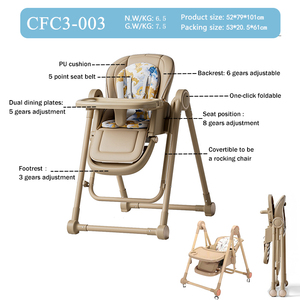 Claf <span class=keywords><strong>Bebe</strong></span> 3 en 1 Silla de alimentación de bebé ajustable convertible a niño Walker Rocker silla alta portátil de 3 niveles de altura - Product Image 2
