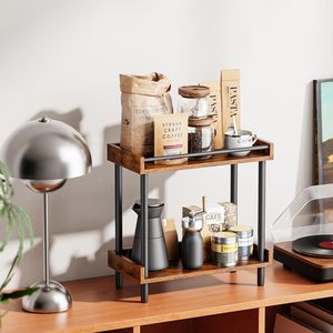 Portaspezie Vintage <span class=keywords><strong>in</strong></span> Metallo a 2 Ripiani Eco-Friendly <span class=keywords><strong>con</strong></span> Porta Tazze, Supporto da Banco per Accessori da Cucina - Product Image 6