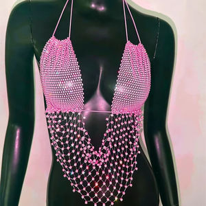 NOVEDAD DE VERANO 2025, tirantes sexis con diamantes de imitación, Top Sexy de retazos, chaleco de mujer sin espalda de Color sólido para club nocturno - Product Image 1