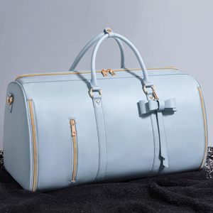 Free Sample Wholesale Fashionable PU Travel <b>Garment</b> Bag Carry Duffel Suitcase for Men Waterproof Folding Zipper Business Bag - Product Image 5